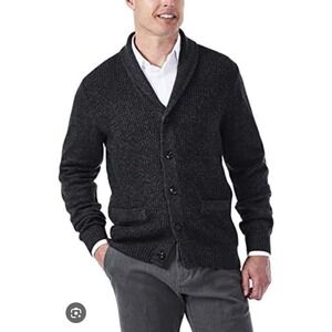 Haggar Black Shawl Collar Button Up Knit Grandpacore Preppy Cardigan Sweater S